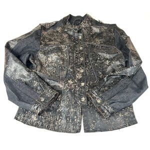 H&D Women’s Women’s XL Leather Denim Jacket Moto Grunge Biker Black Goth Edgy